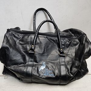 RARE The Country Club BOCA RATON Vintage Embroidered Black Leather Duffel Bag